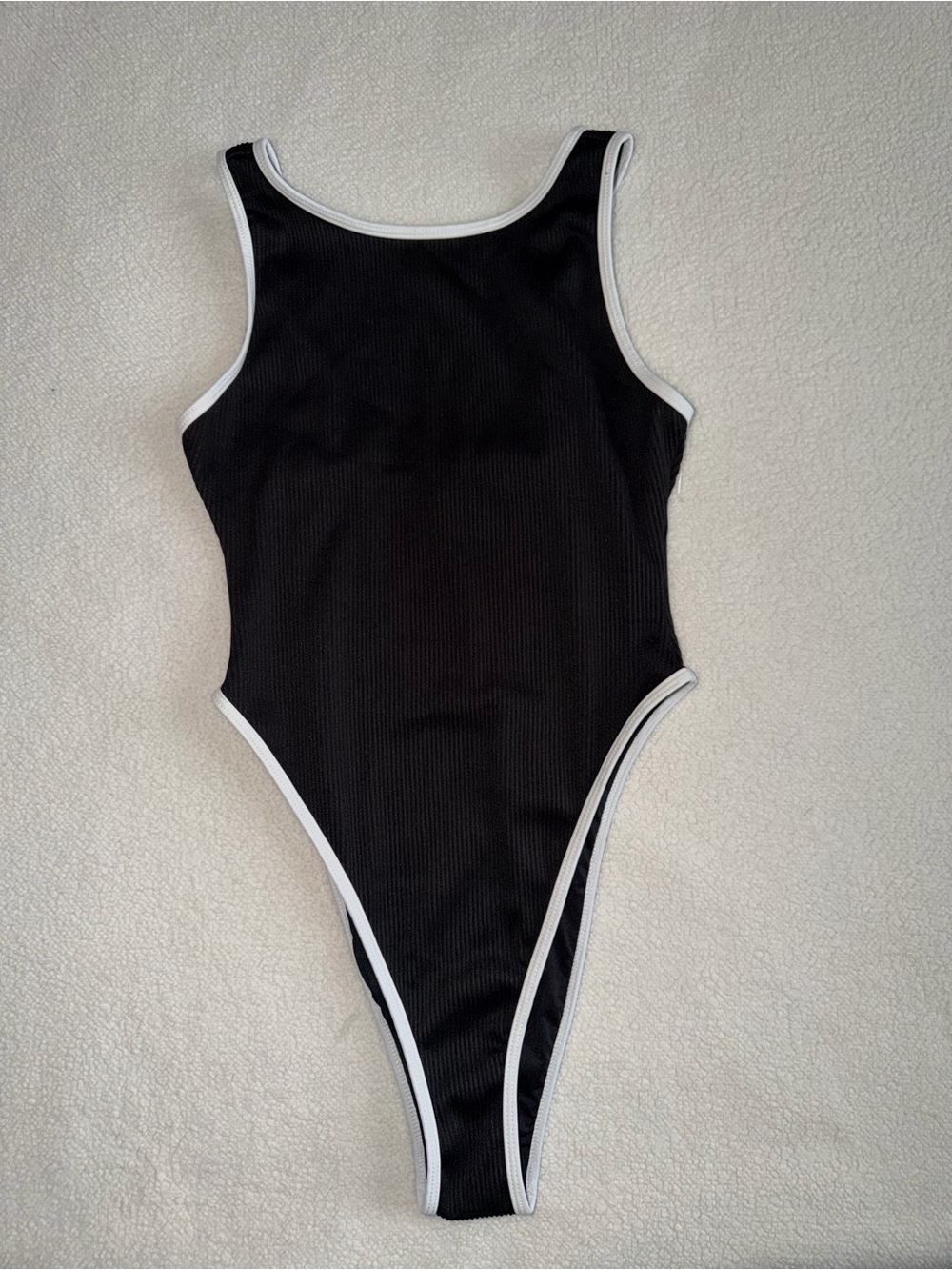 Nasty Gal Black Bodysuit with White Trim